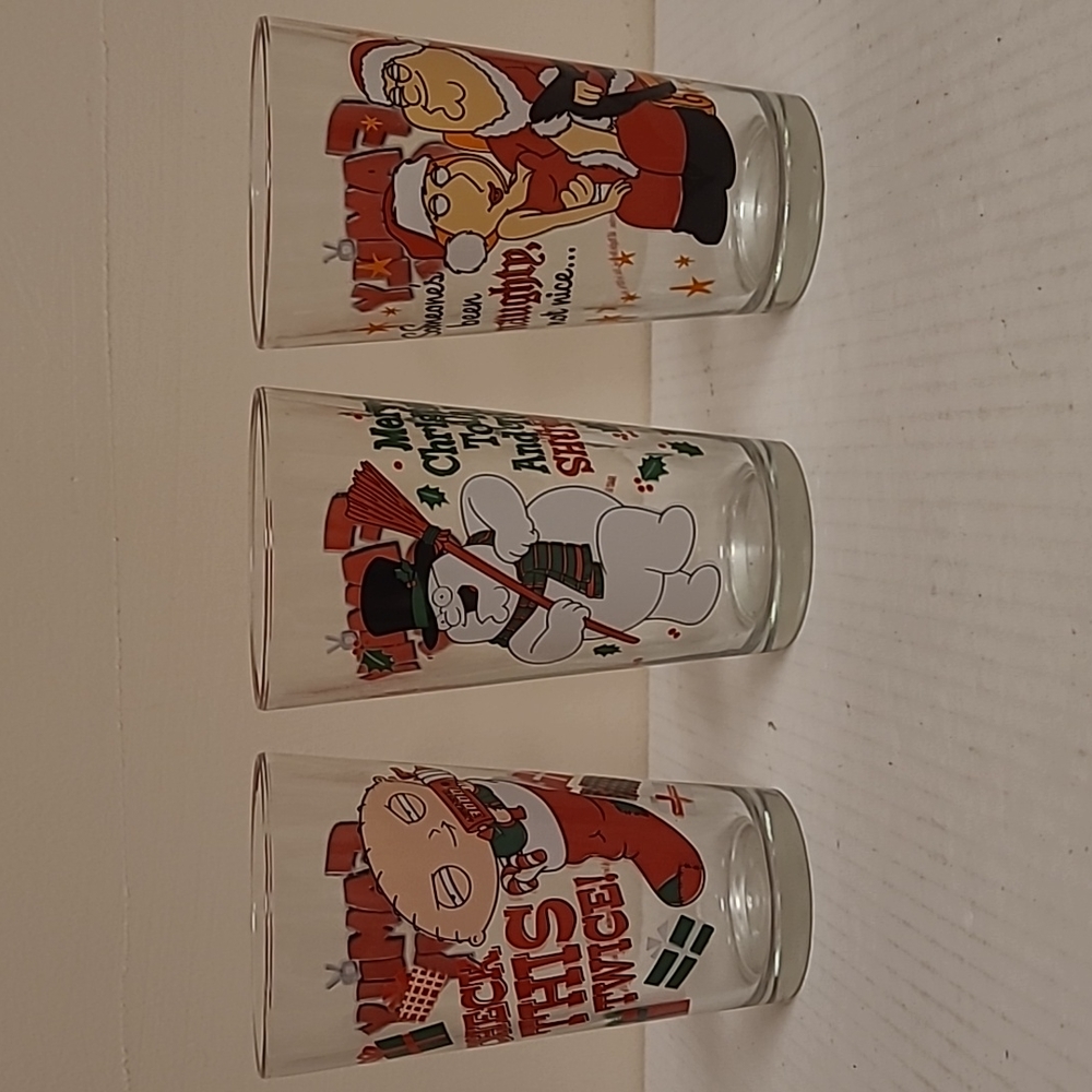 Set of 3 2011 Family Guy Christmas Glasses